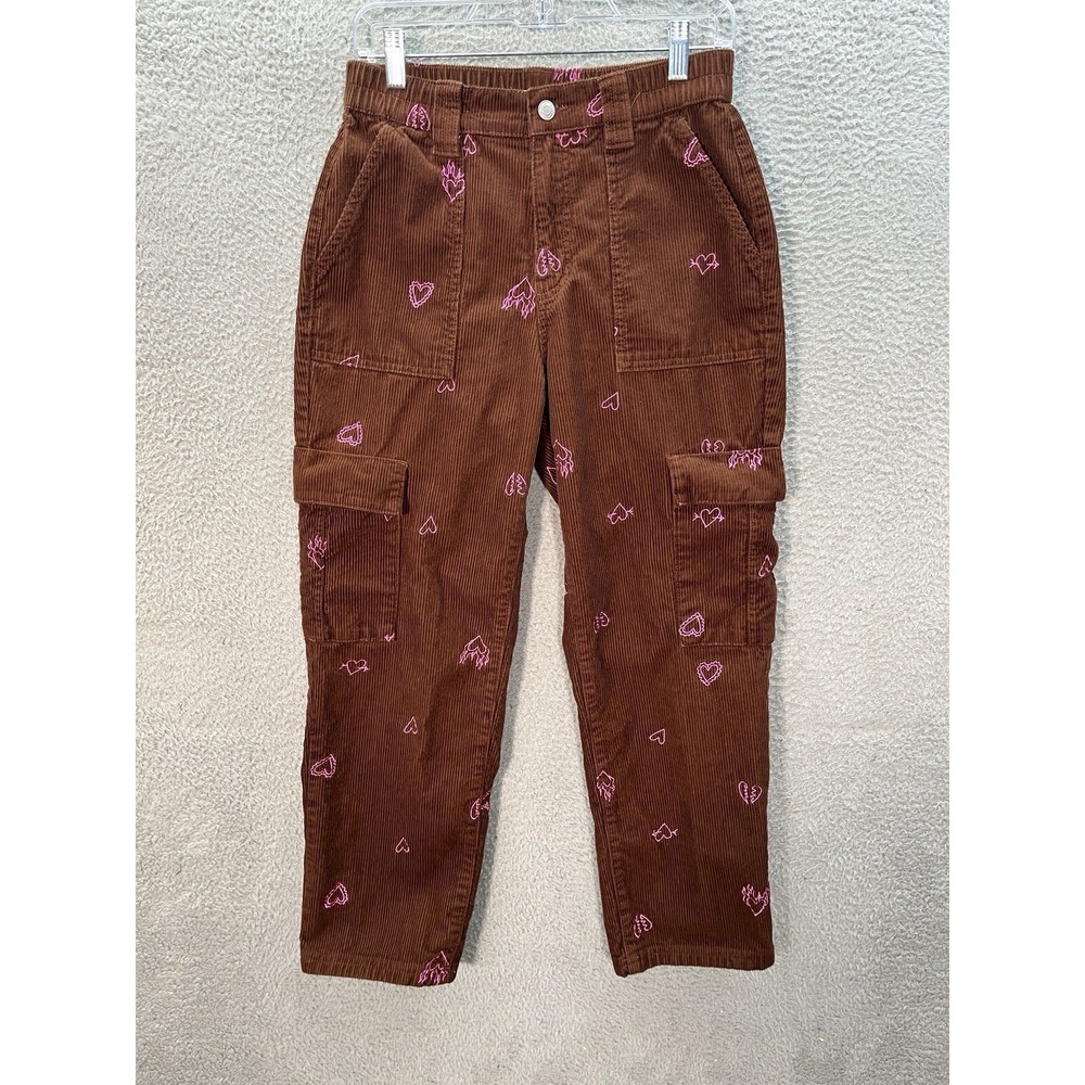 Pacsun Pants Womens Medium Brown Pink Corduroy Heartbreaker Cargo Skater Preppy‎